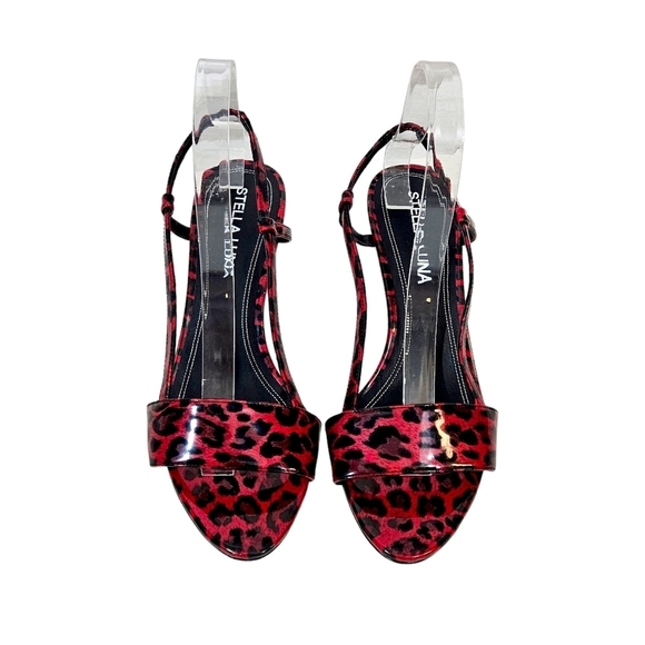 Stella Luna Red Leopard Print Gold Stiletto Heels - Picture 2 of 7